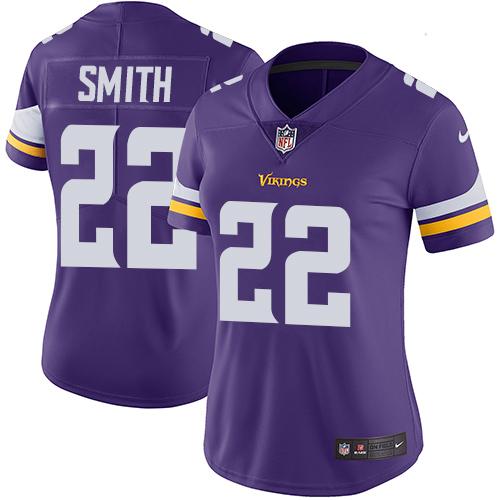 Women 2019 Minnesota Vikings #22 Smith purple Nike Vapor Untouchable Limited NFL Jersey